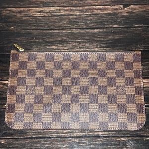 Louis Vuitton Damier Ebene Neverfull Clutch Wristlet